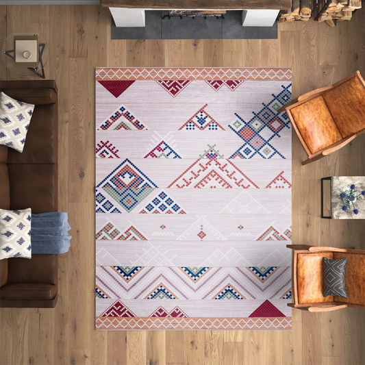 Rugs Depot - Bohemian Grey Striped Washable Rug, Design NL1002