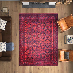 Rugs Depot NH1317 – Machine Washable Bokhara Red Rug | Classic Geometric Oriental Carpet for Living Room & Bedroom