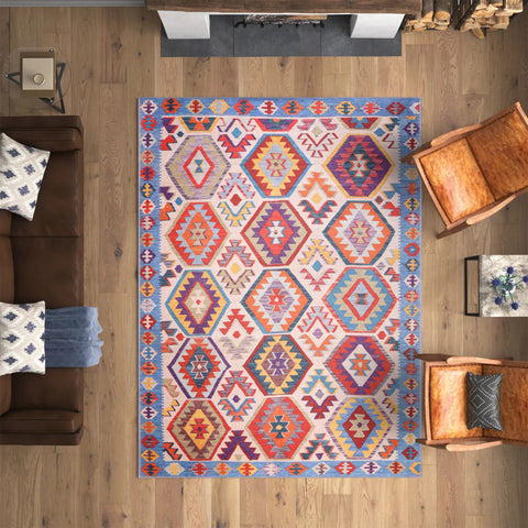Rugs Depot Traditional Blue Abstract Washable Rug Design 1315
