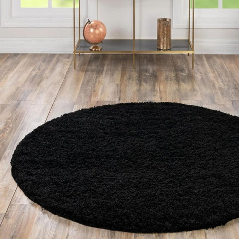 Washable Black Shaggy Rug