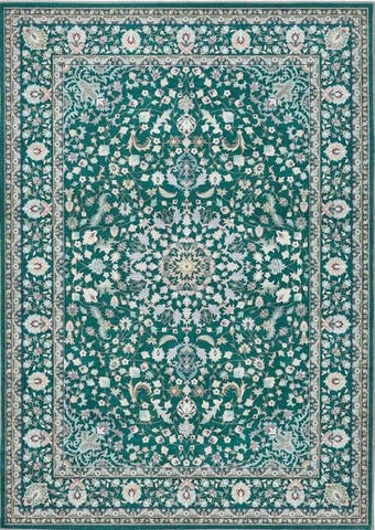 Eco-Washable Green Rug Medallion Design