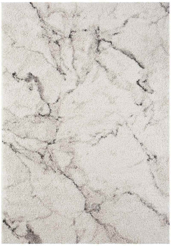 Deep-Pile Velour Abstract Rug Cream Colour