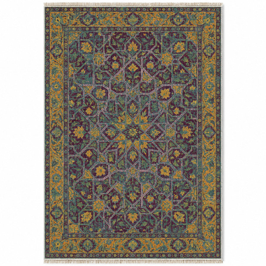 Ambassador Dome Burgundy & Teal Moorish Washable Rug