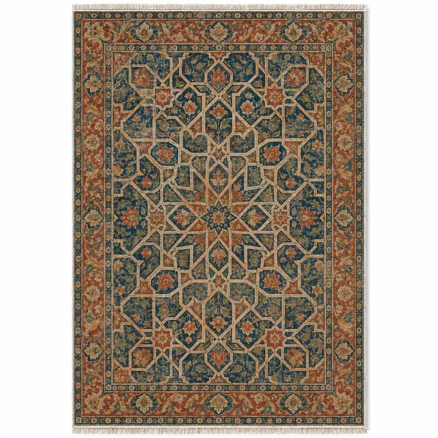 Ambassador Dome Indigo & Rust Moorish Washable Rug