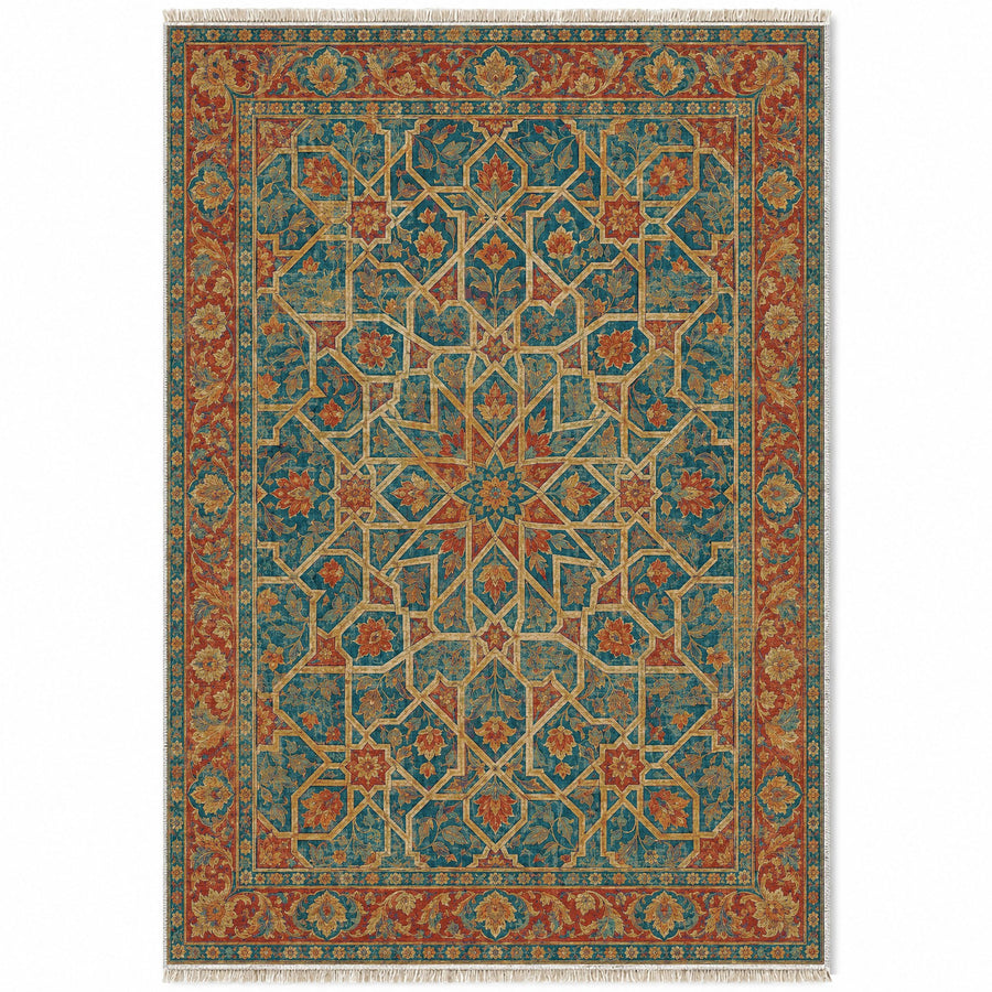 Ambassador Dome Peacock & Ochre Moorish Washable Rug