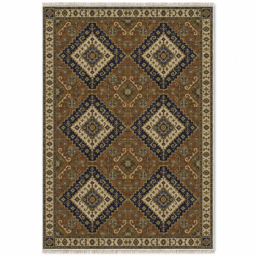 Anatolian Heirloom Olive & Ochre Distressed Washable Rug