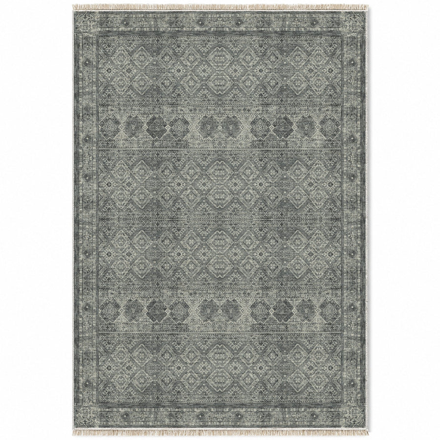 Anatolian Tonal Charcoal & Ivory Washable Rug