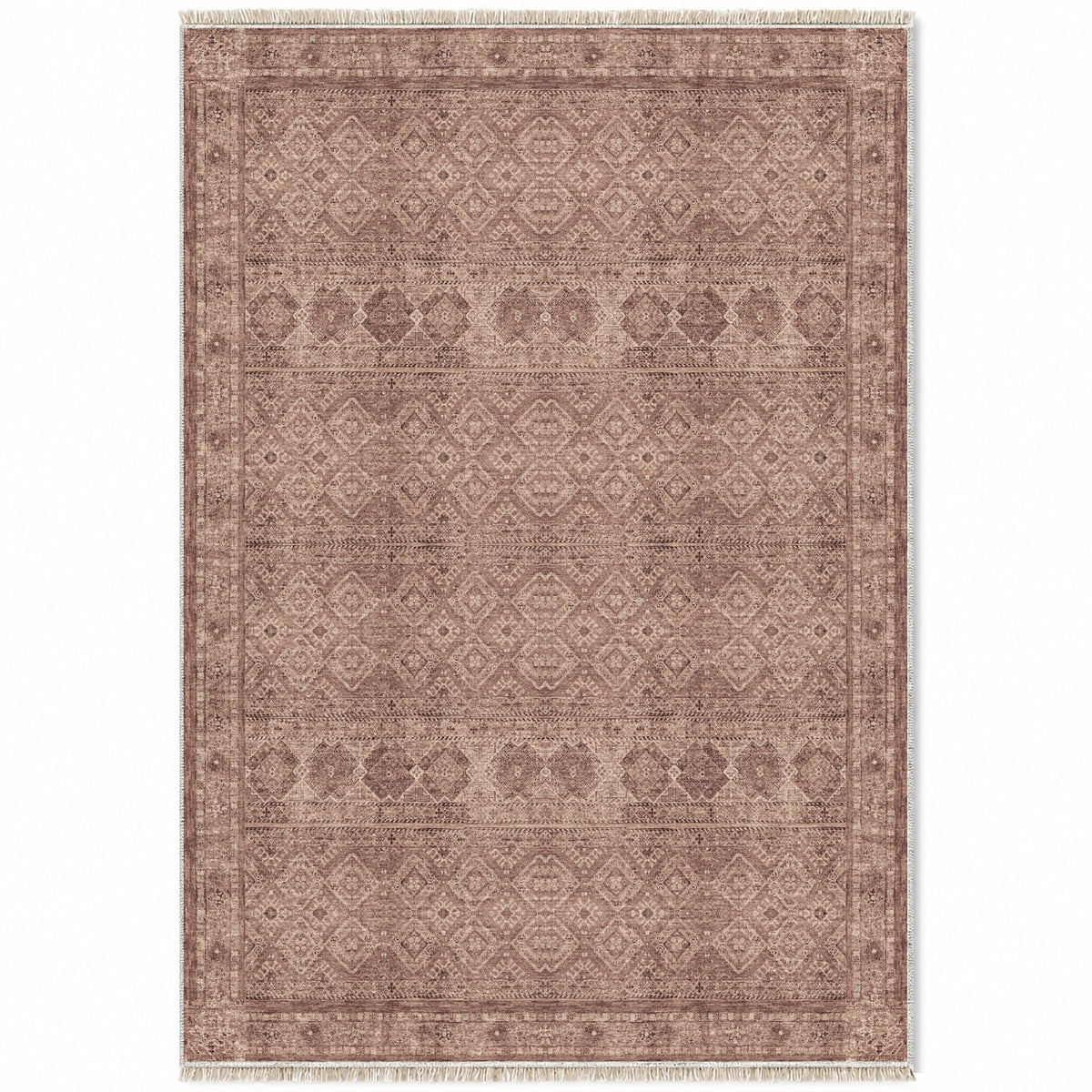 Anatolian Tonal Clay & Rose washable rug top view