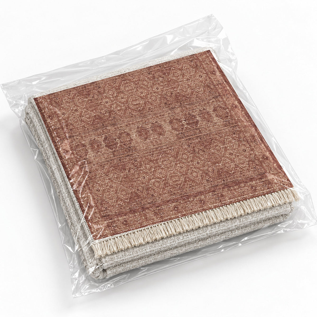 Anatolian Tonal Faded & Madder washable rug rolled and packaged