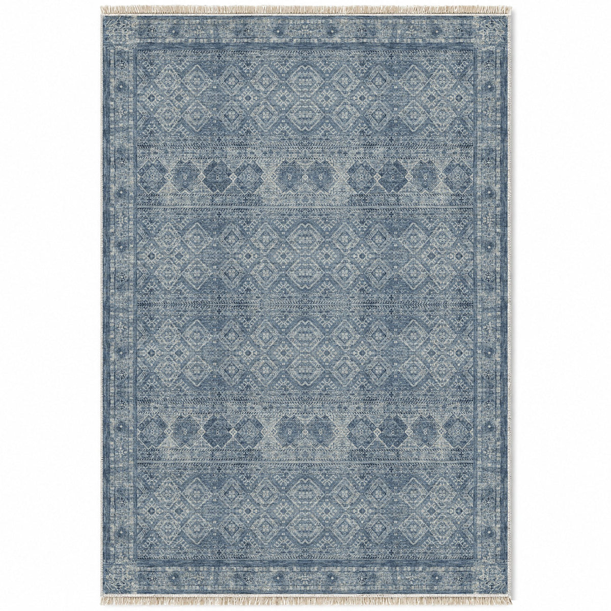 Anatolian Tonal Indigo & Ash washable rug top view