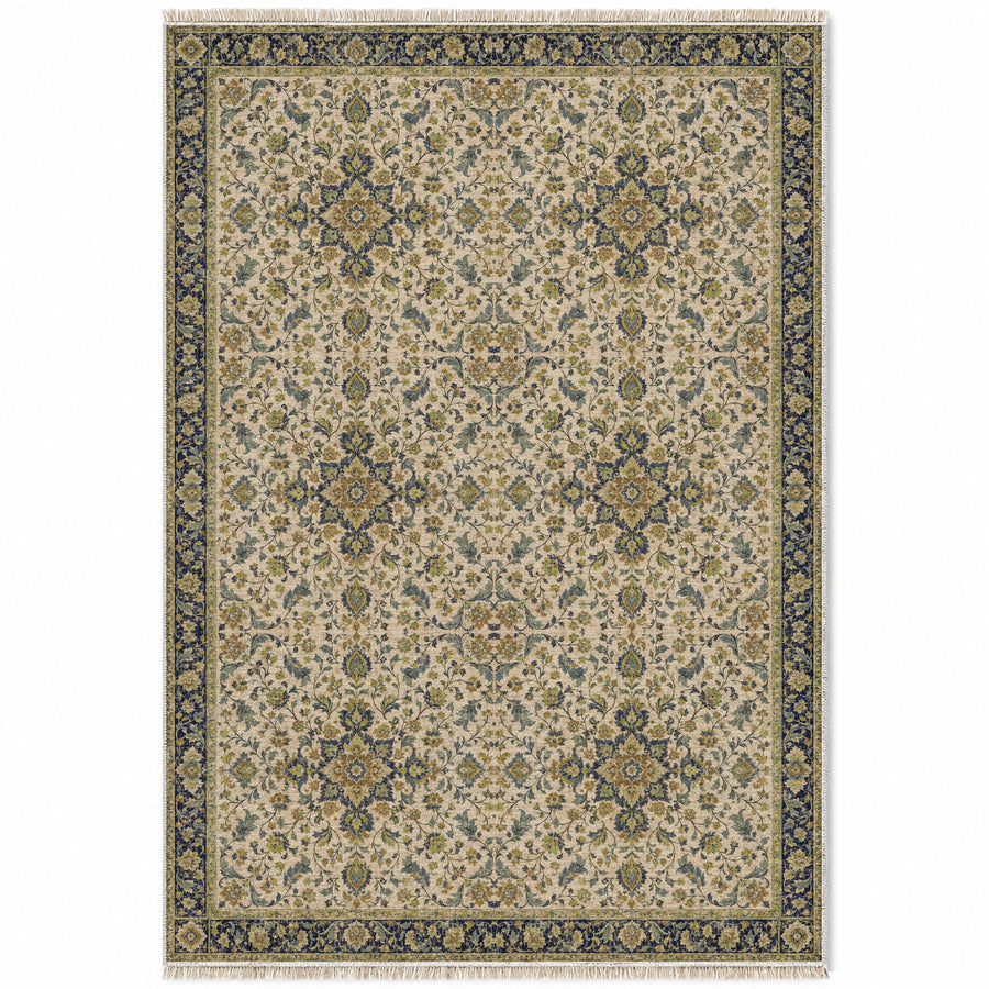 Antique Garden Olive & Ochre Distressed Washable Rug