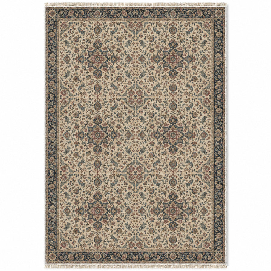 Antique Garden Quiet Neutral Distressed Washable Rug