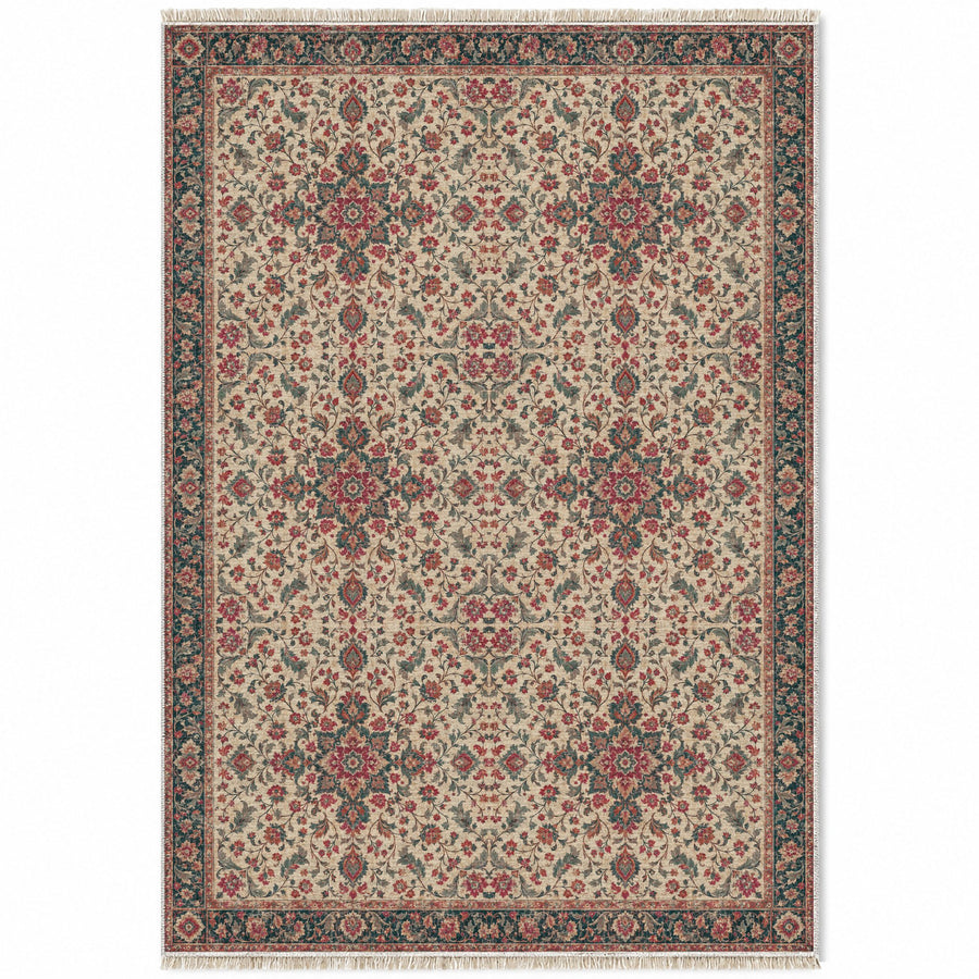Antique Garden Rose & Mineral Distressed Washable Rug