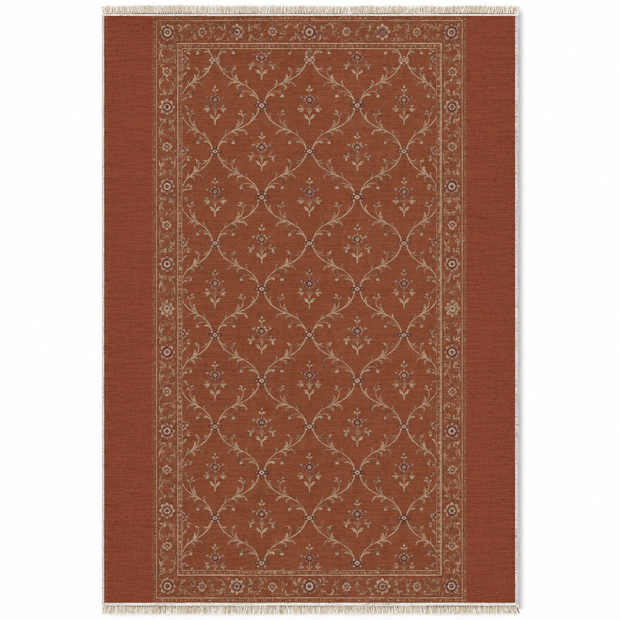 Antique Lattice Rust & Sand Vintage Washable Rug
