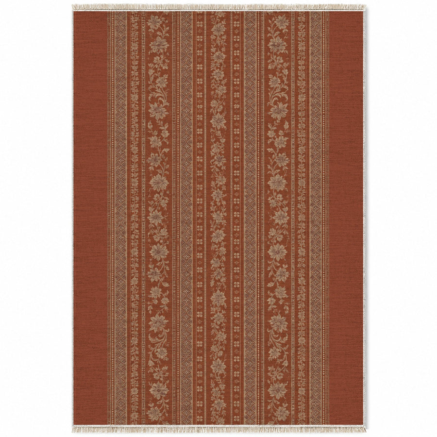 Antique Stripes Rust & Sand Vintage Washable Rug
