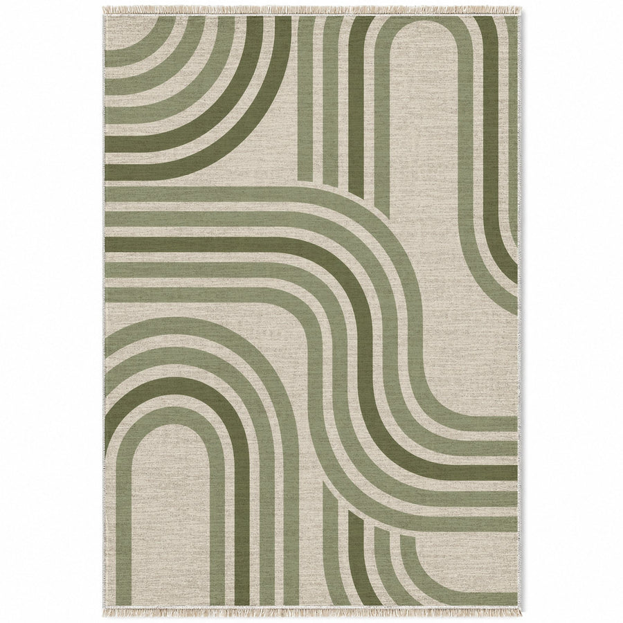 Arc Field Ivory & Sage Organic Washable Rug