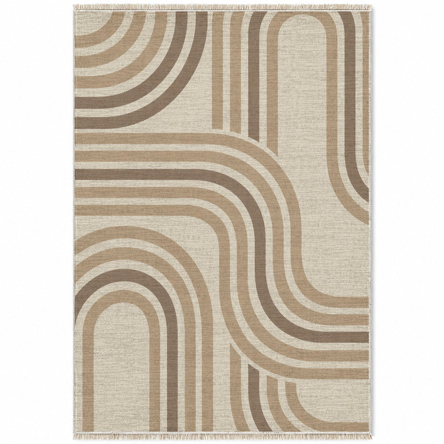 Arc Field Ivory & Sand Organic Washable Rug