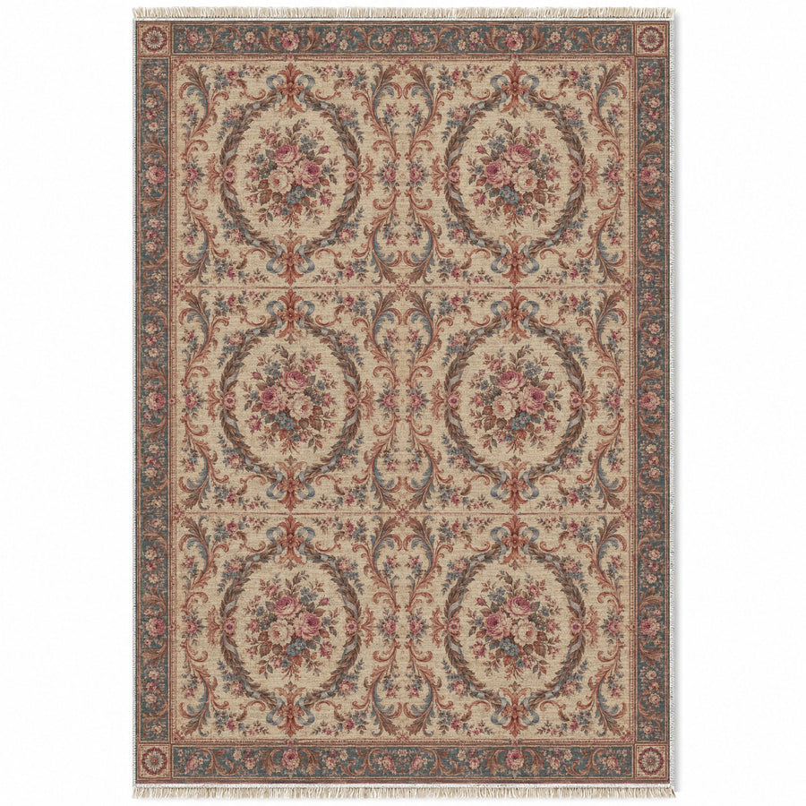 Aubusson Reverie Rose & Mineral Distressed Washable Rug