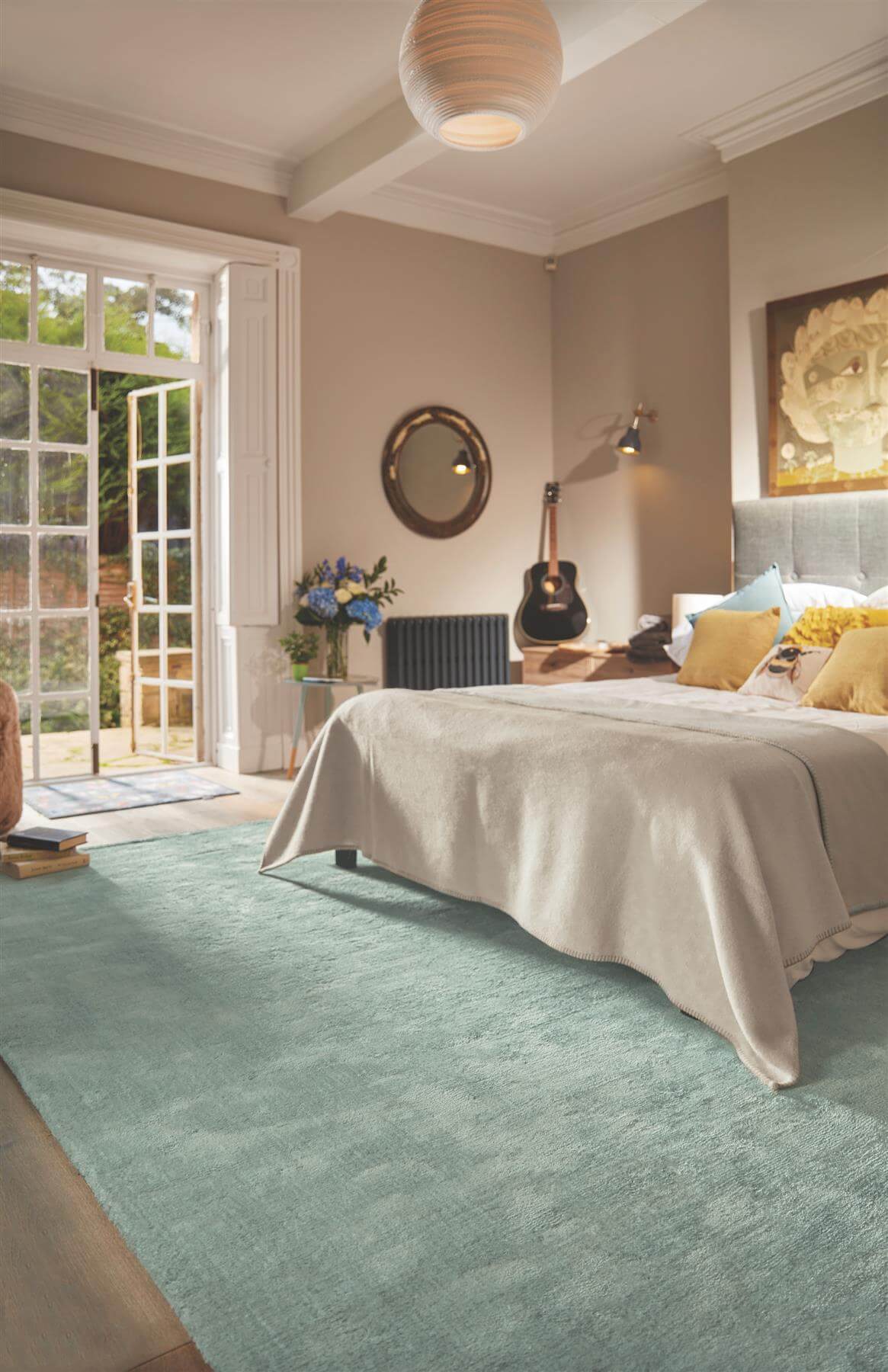 Hush Solid Aqua Luxury Rug — room photo 2