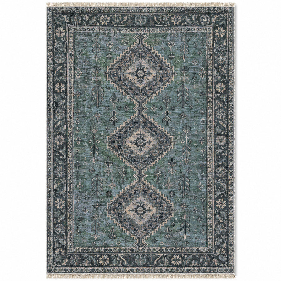 Baluch Diamond Mineral Blue Afghan Washable Rug