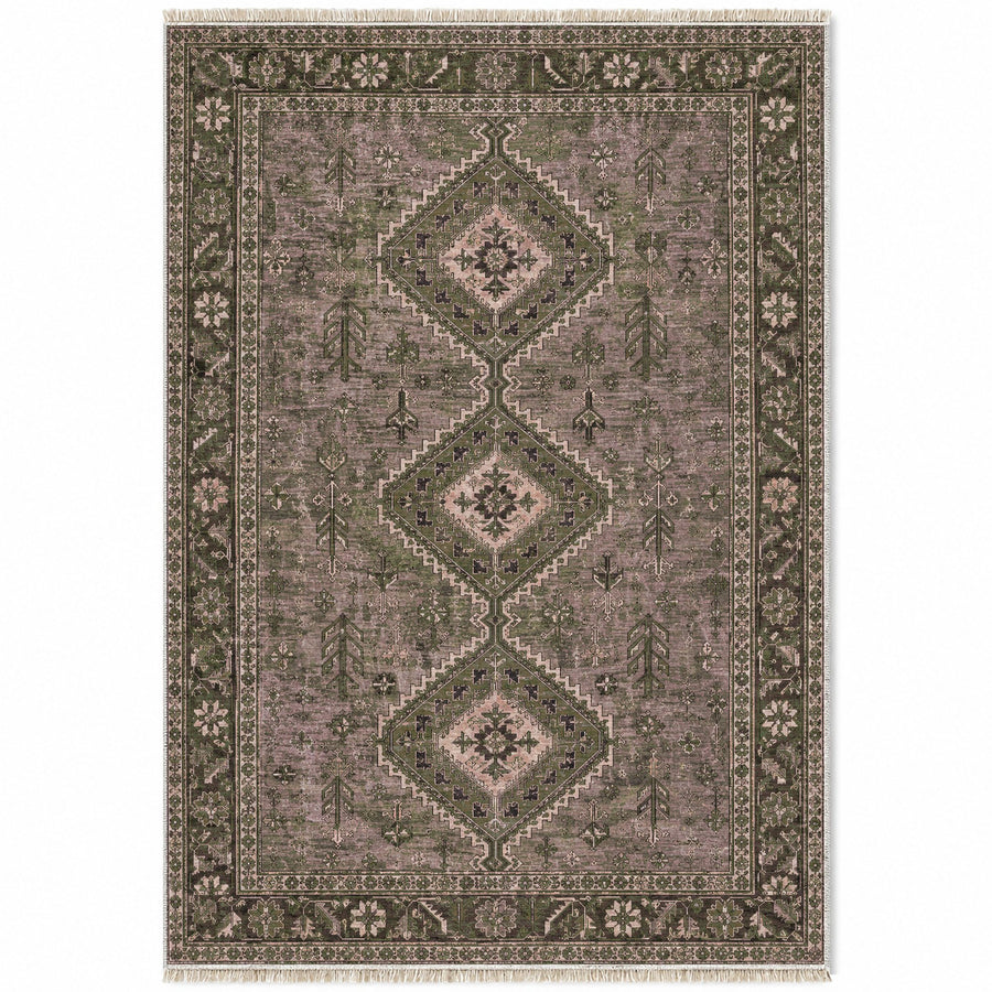 Baluch Diamond Rose & Olive Afghan Washable Rug