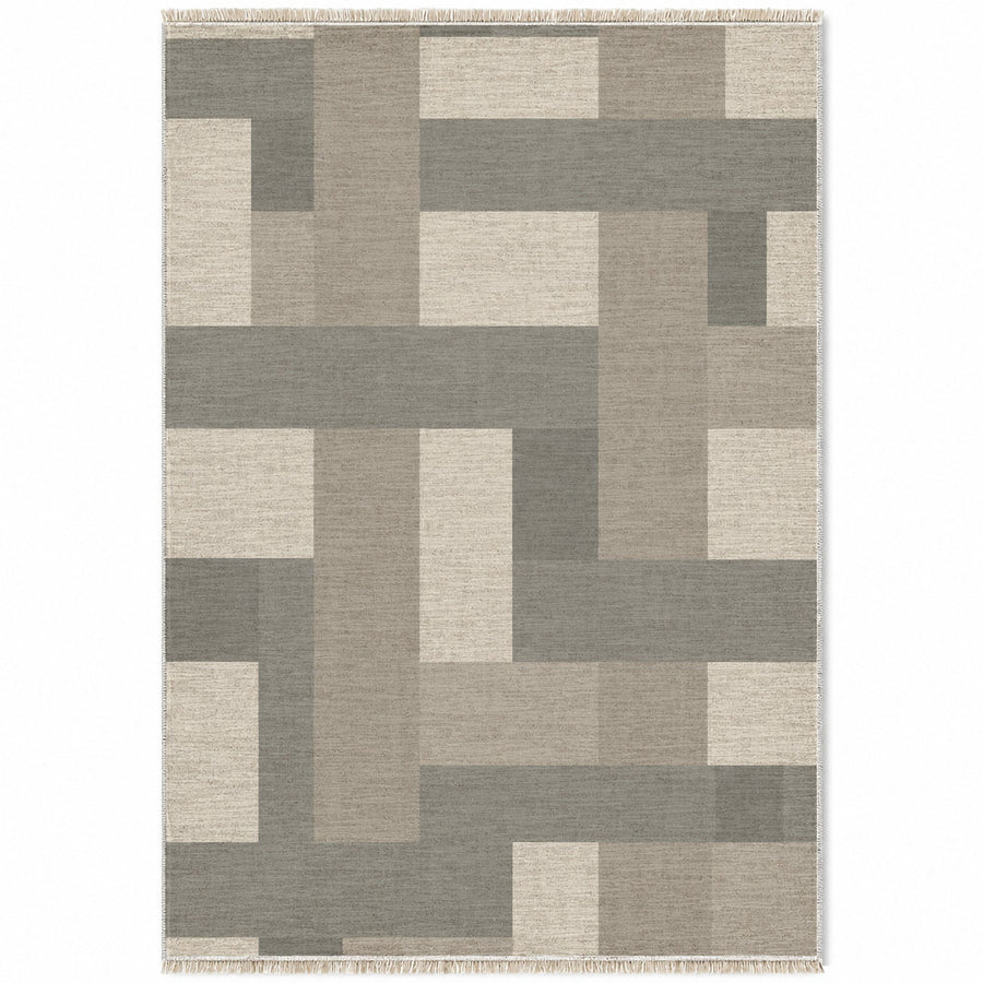 Basket Rhythm Greige & Stone Textured Washable Rug