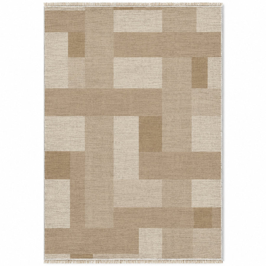Basket Rhythm Ivory & Oat Textured Washable Rug