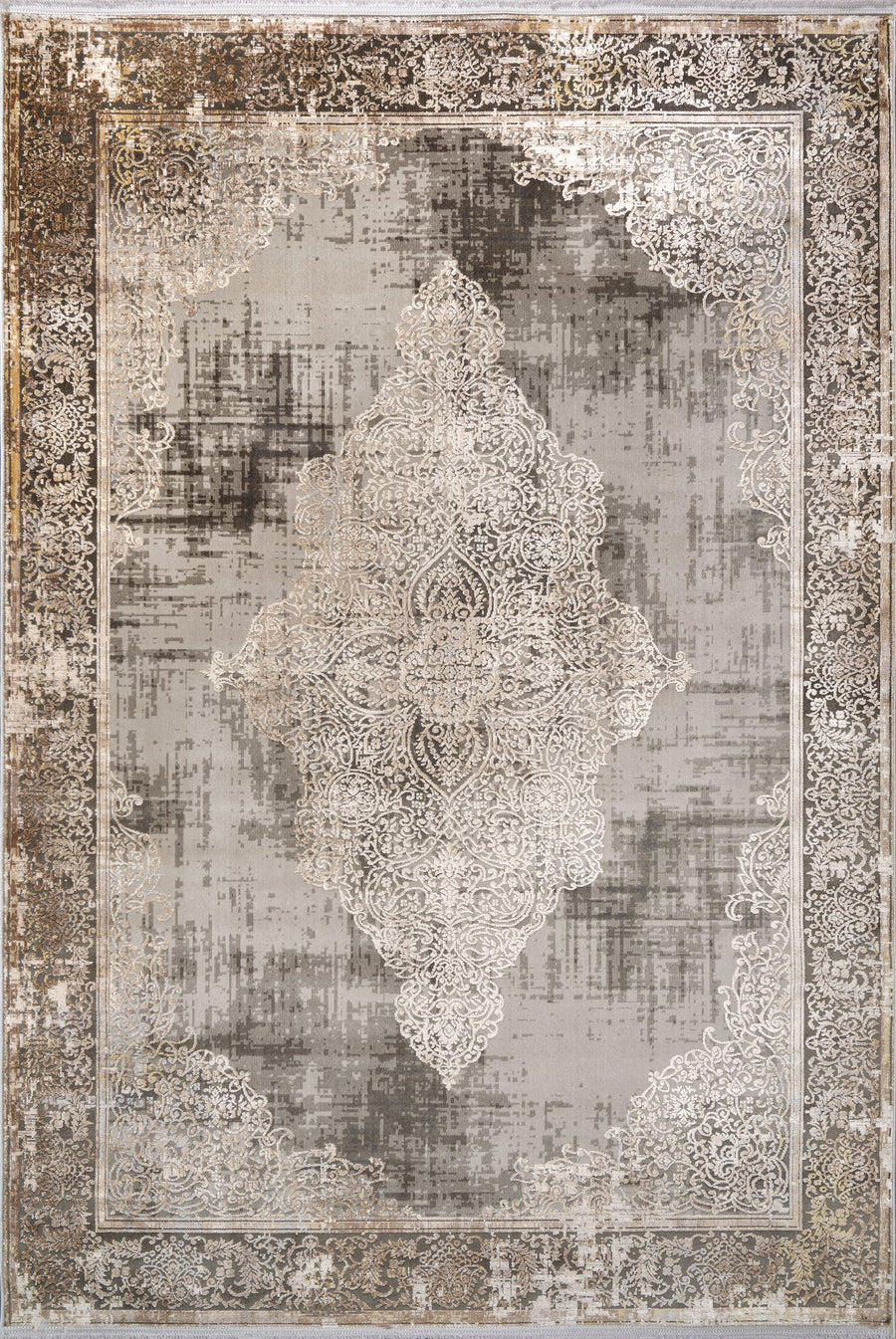 Beige & Grey Distressed Medallion Area Rug | Gallery 1161