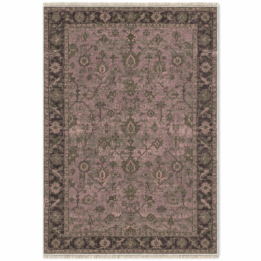 Beshir Garden Rose & Olive Afghan Washable Rug
