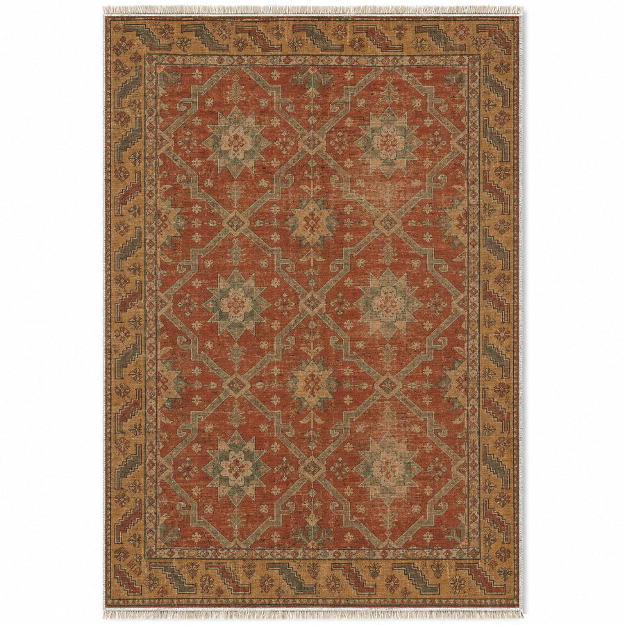 Beysehir Stars Brown Seljuk Washable Rug