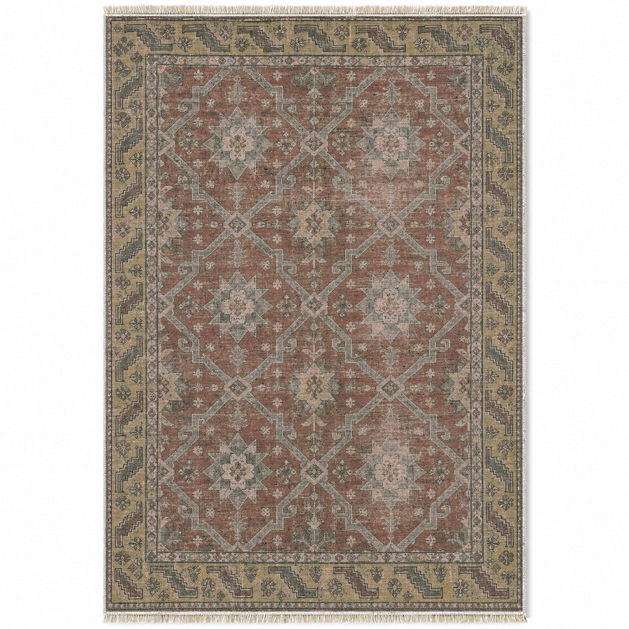 Beysehir Stars Graphite & Linen Seljuk Washable Rug