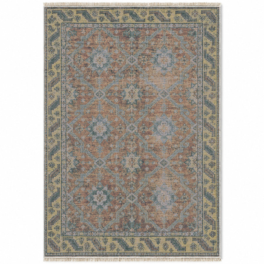 Beysehir Stars Mineral Blue Seljuk Washable Rug