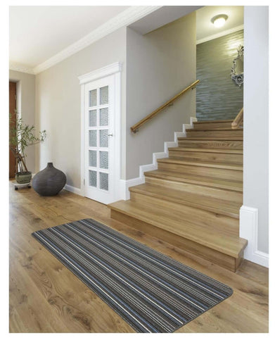 Stockholm Lead/Light Blue Washable Mat