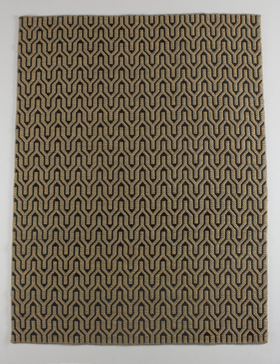 Black & Natural Jute Wave Rug | Indian A0108