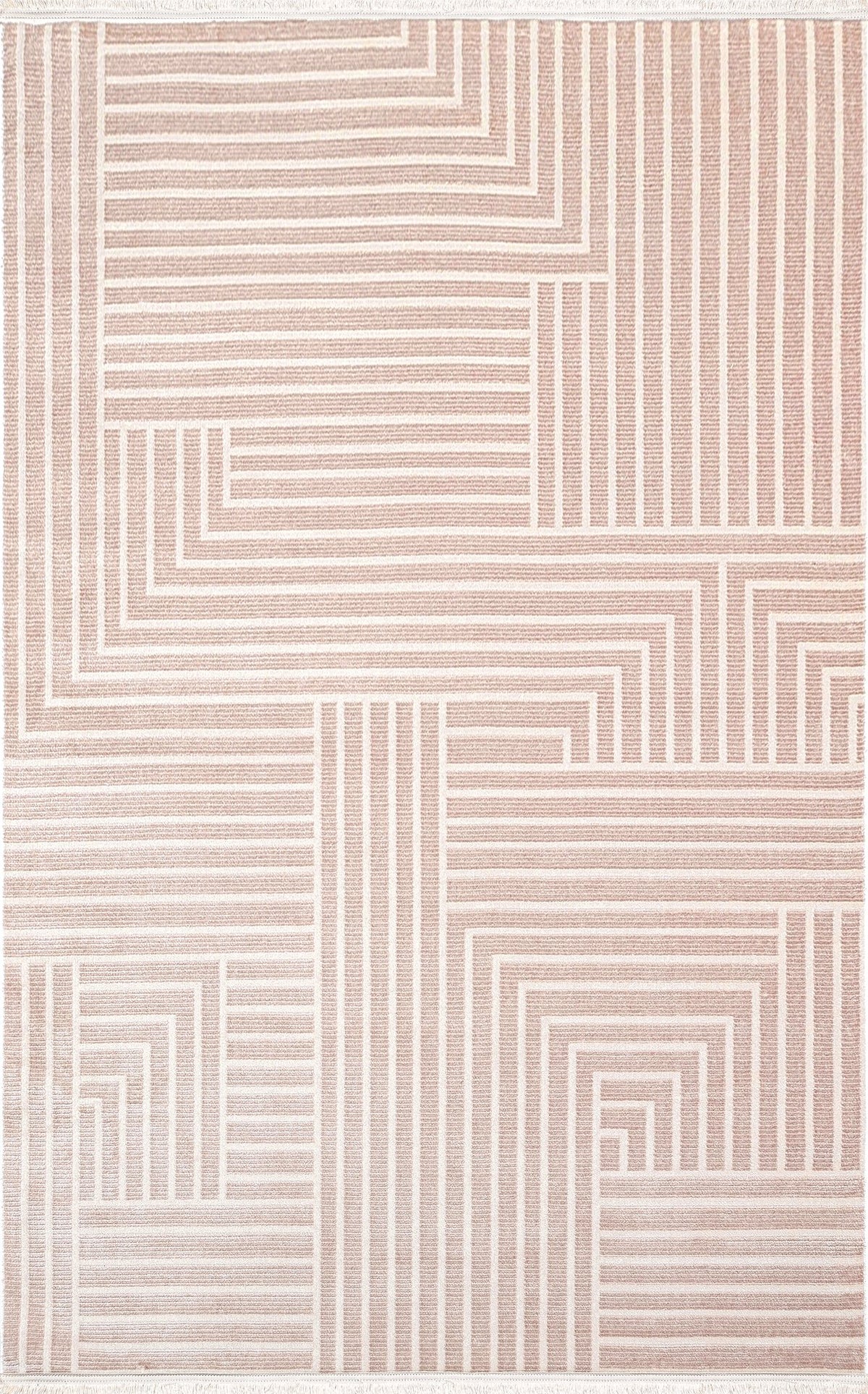 Blush Linear Geometric Area Rug CN016 top view