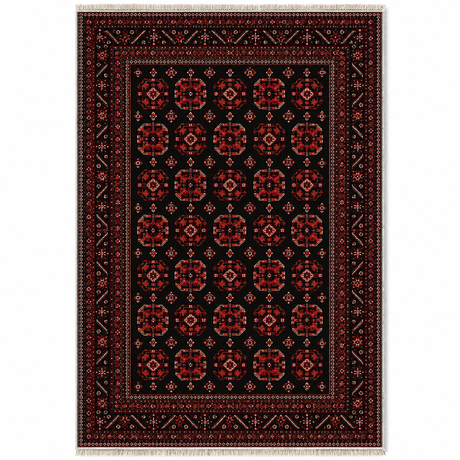 Bokhara Fine Black Afghan Washable Rug