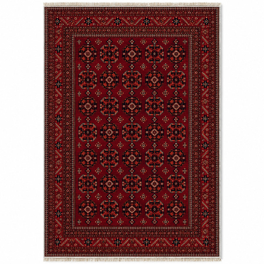 Bokhara Fine Burgundy Afghan Washable Rug