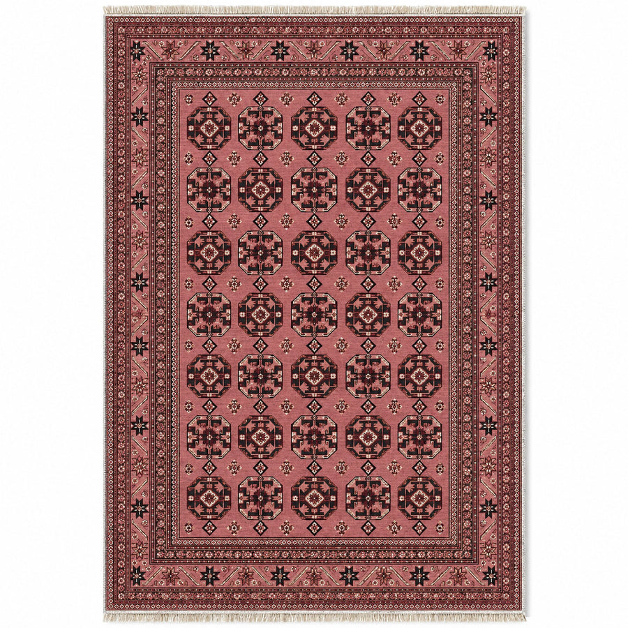Bokhara Fine Faded Pink Afghan Washable Rug