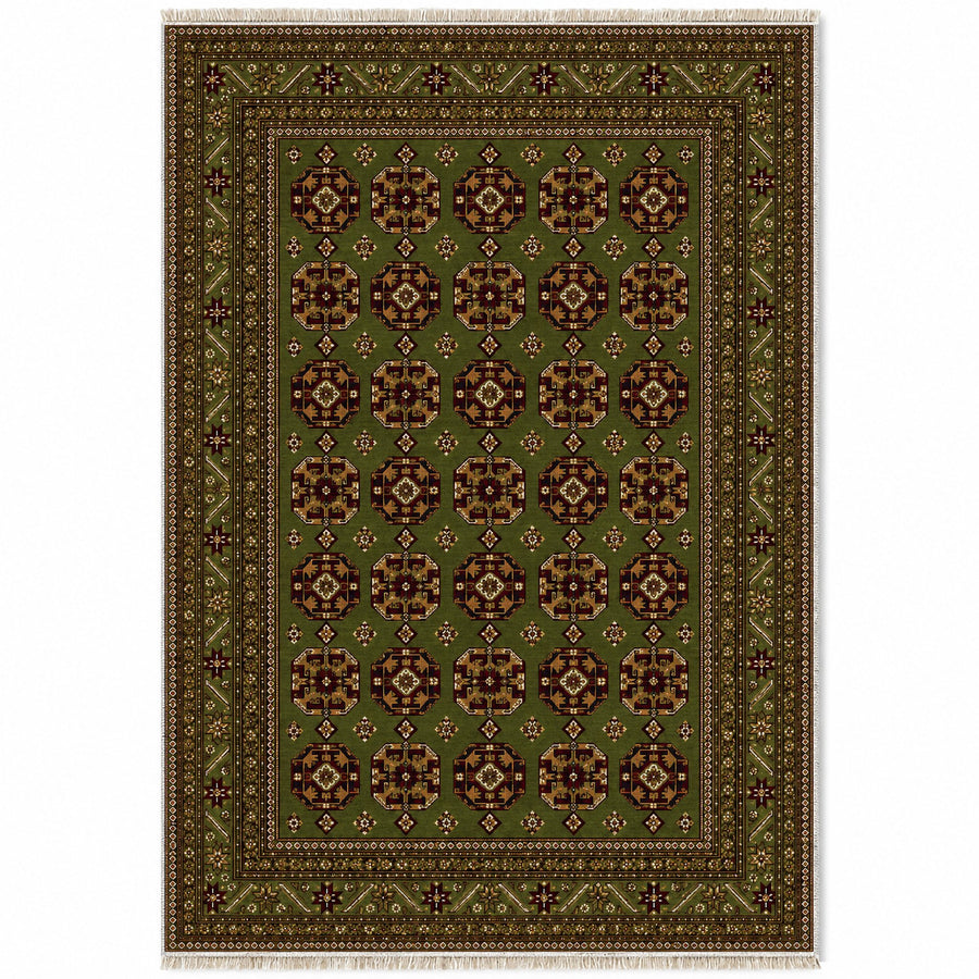 Bokhara Fine Olive Green Afghan Washable Rug