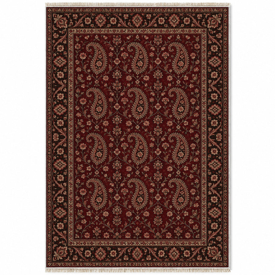 Boteh Oxblood Persian Washable Rug