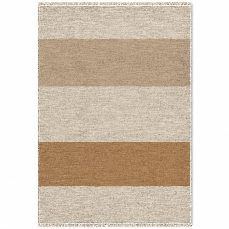 Broad Bands Ivory & Sand Stripe Washable Rug