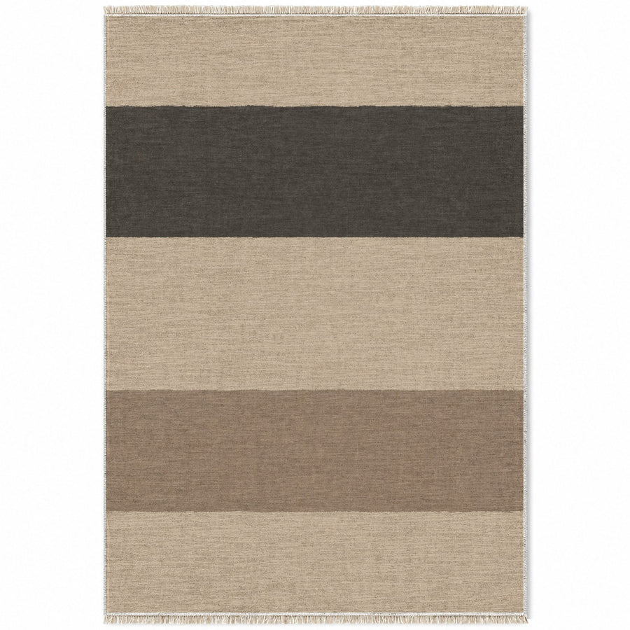 Broad Bands Oat & Charcoal Stripe Washable Rug