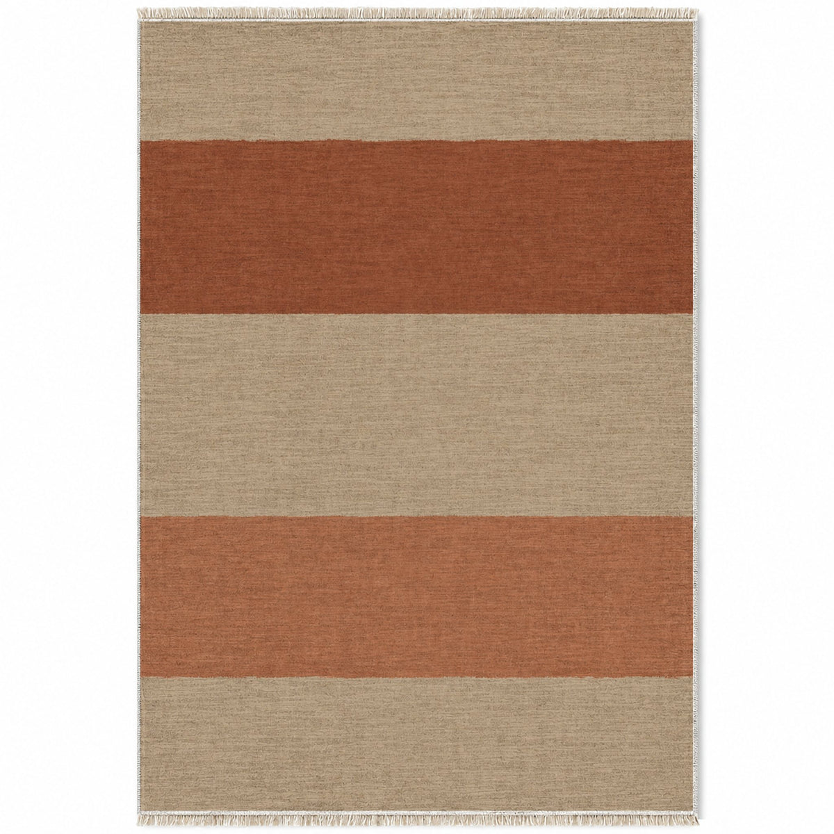Broad Bands Sand & Rust washable rug top view