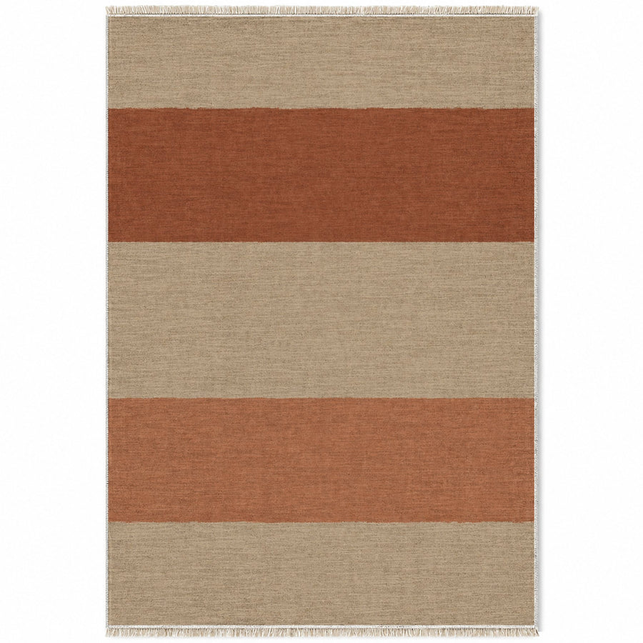Broad Bands Sand & Rust Stripe Washable Rug