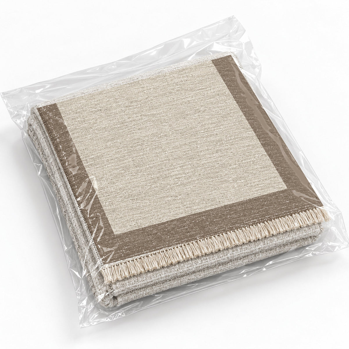Broad Gallery Ivory & Taupe washable rug rolled and packaged