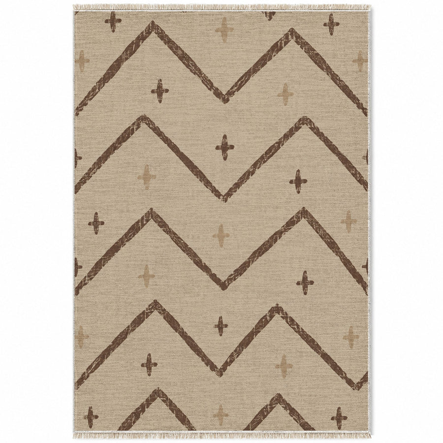Broken Chevron Oat & Cocoa Berber Washable Rug