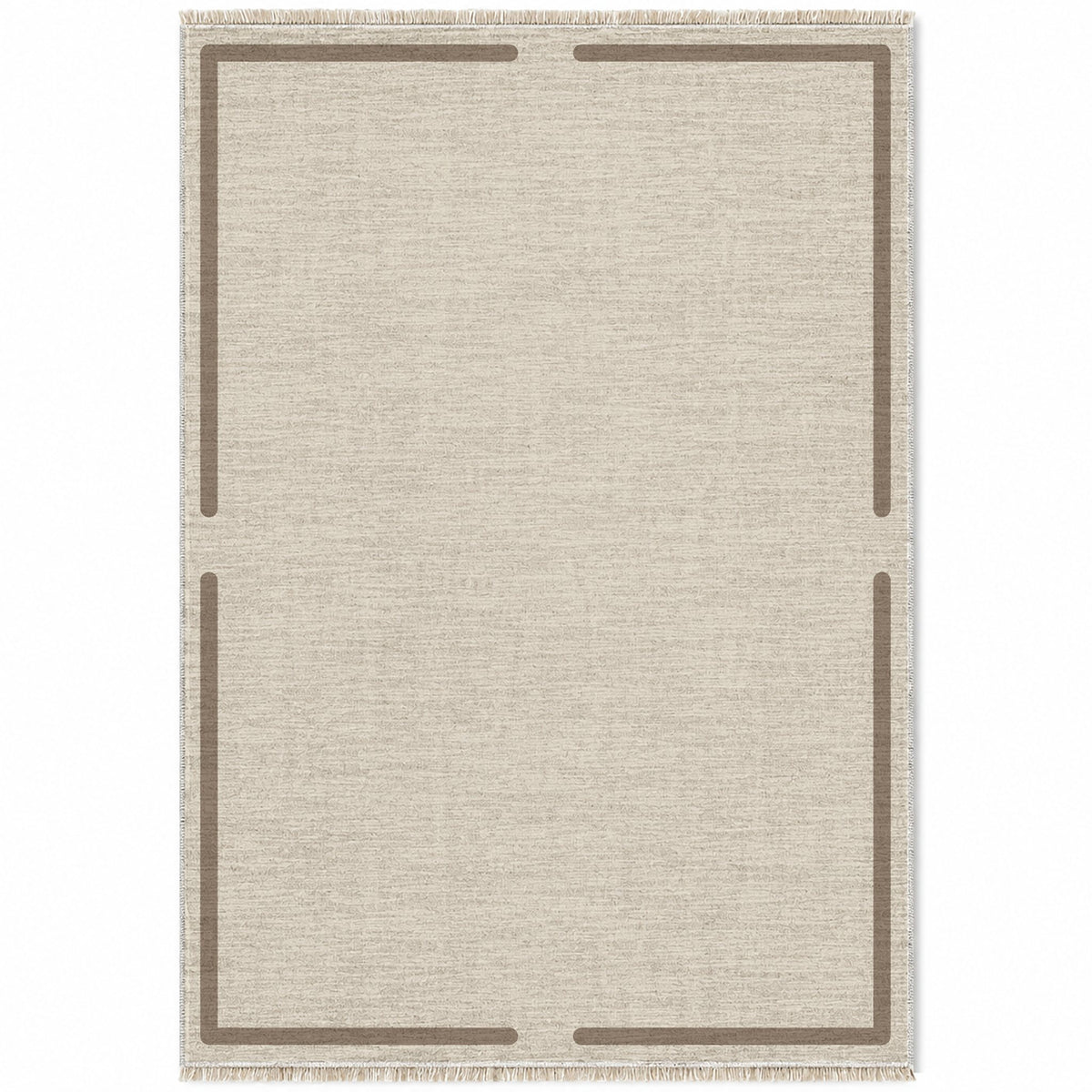 Broken Frame Ivory & Taupe washable rug top view