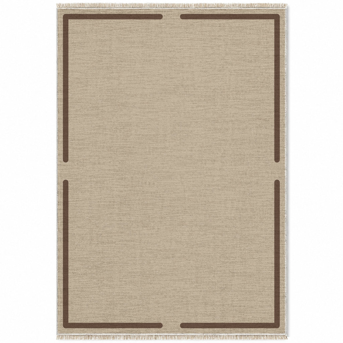 Broken Frame Oat & Cocoa washable rug top view