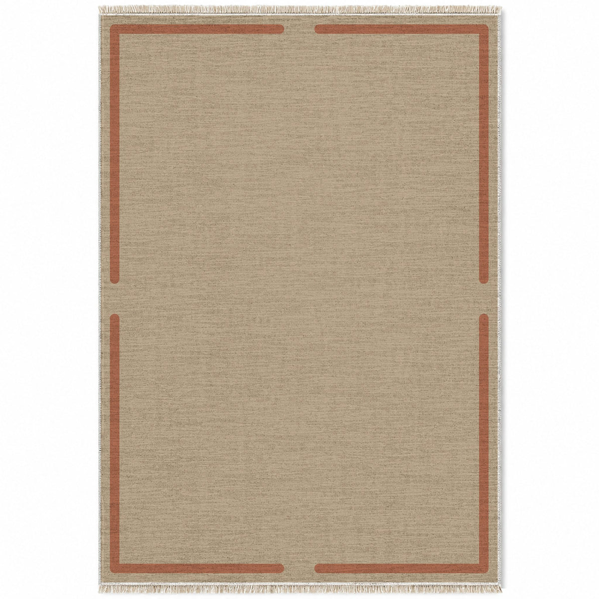 Broken Frame Sand & Terracotta washable rug top view