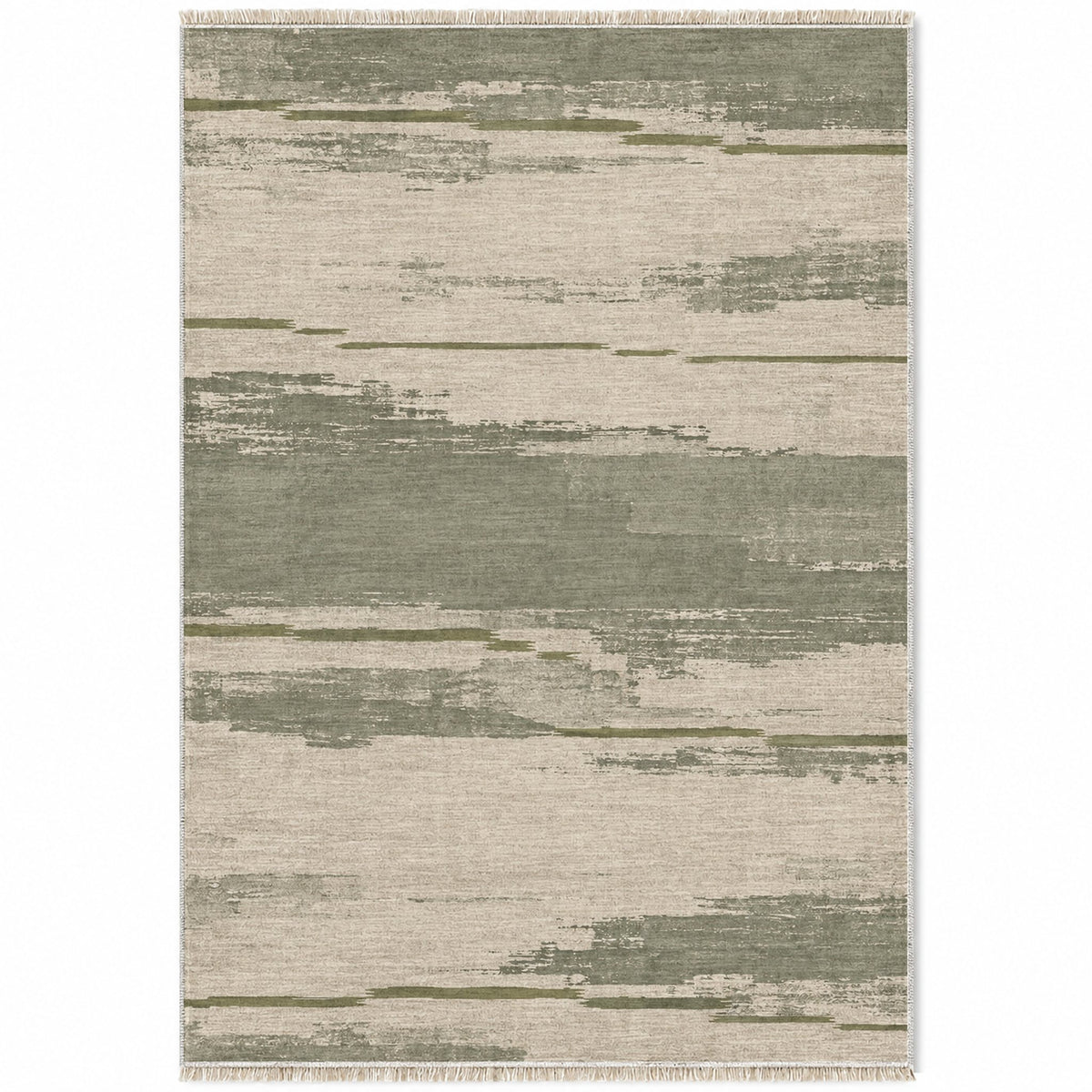 Broken Horizon Ivory & Sage washable rug top view